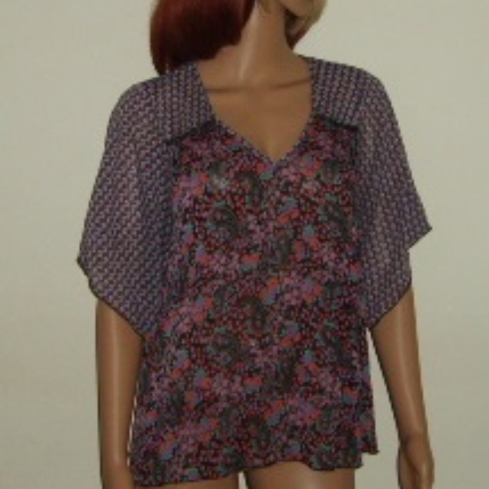 SALE! Top Mason Mackenzie S Black Floral Blouse